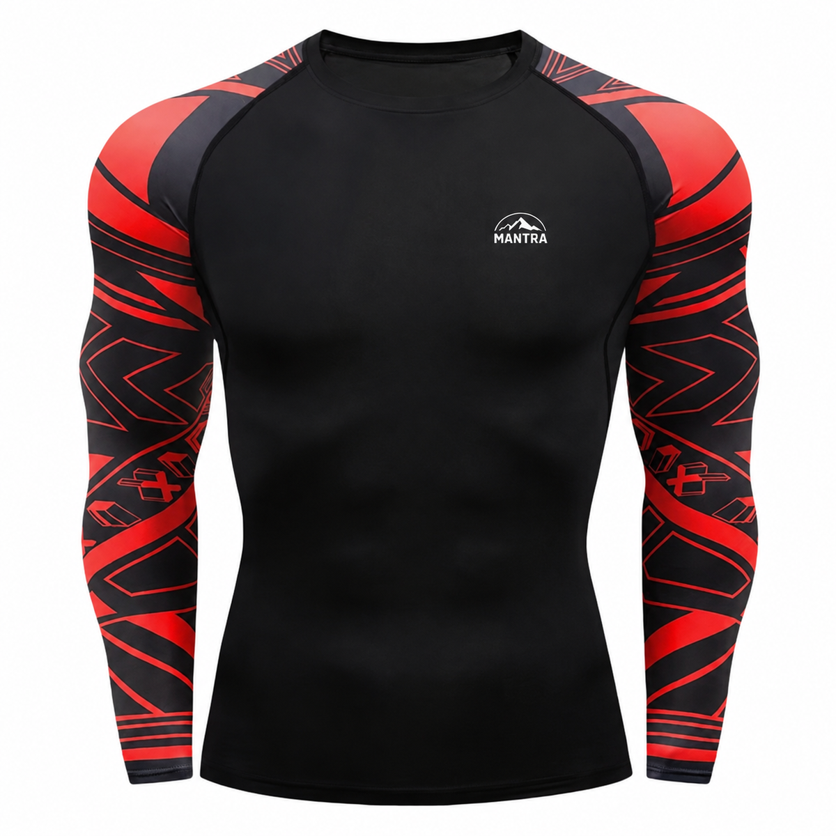 Polera compresión Mangas rayas rojas